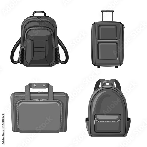 Isolated object of suitcase and baggage logo. Collection of suitcase and journey stock vector illustration.