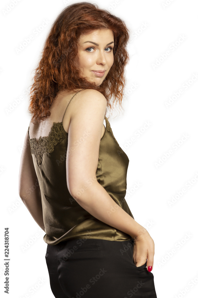 Beautiful smiling woman, close-up, isolated on white background Beautiful smiling woman, close-up, isolated on white background