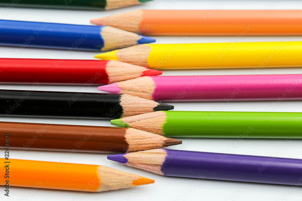 Color pencils isolated on white background, Education concept. Color pencils isolated on white background, Education concept.