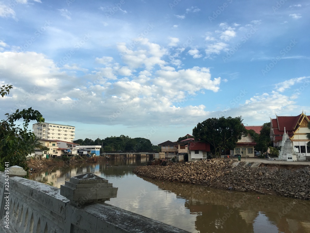 view of the river in Mukdahan. 