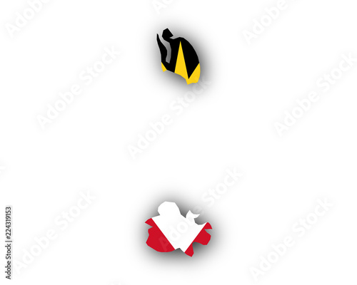 Karte und Fahne von Antigua und Barbuda