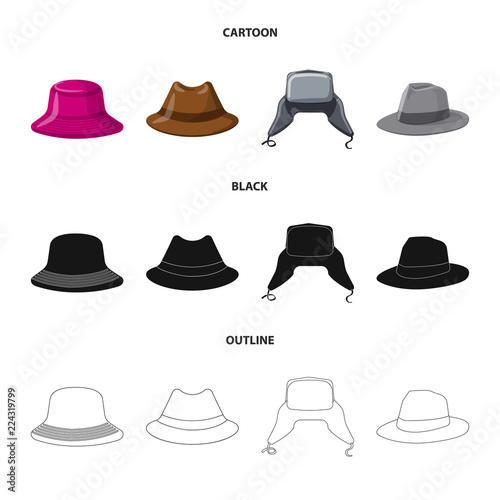Vector design of headgear and cap icon. Collection of headgear and accessory stock vector illustration.