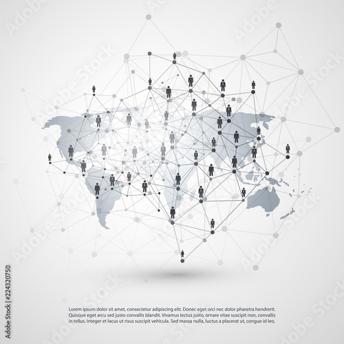 Networks - Global Business Connections - Social Media Concept Design with World Map