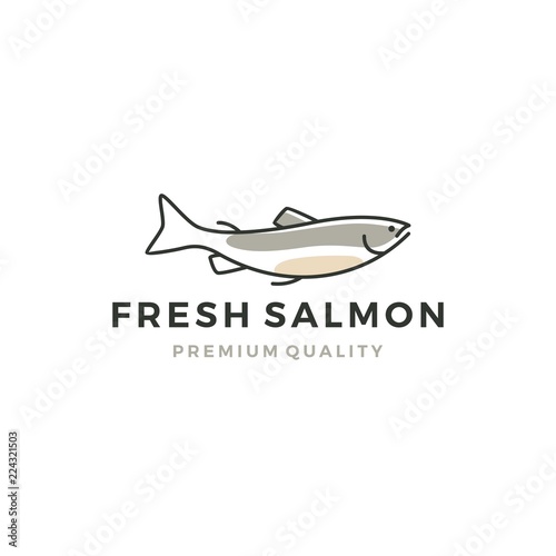 salmon fish logo seafood label badge vector sticker download