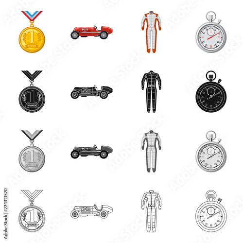 Vector design of car and rally icon. Set of car and race stock symbol for web.