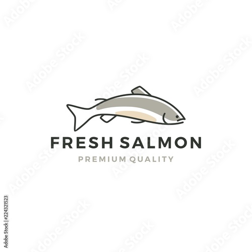 salmon fish logo seafood label badge vector sticker download