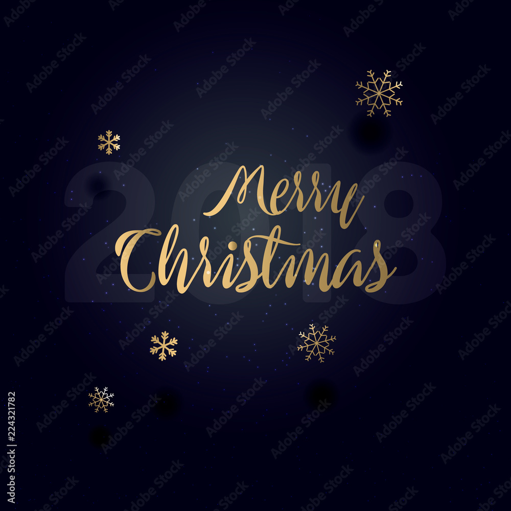 Christmas Typographical on shiny Xmas background. Merry Christmas card. Vector Illustration