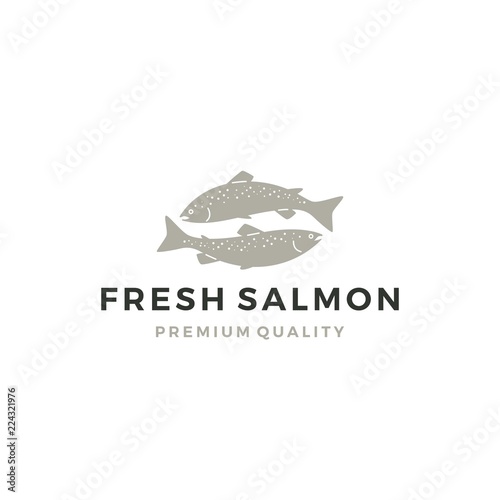 salmon fish logo seafood label badge vector sticker download