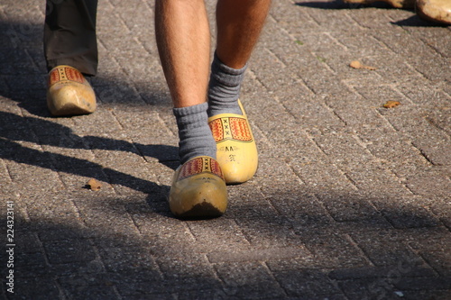 Εκτύπωση καμβά Dutch people walking on clogs during the clog walk in town of Zevenhuizen, The N