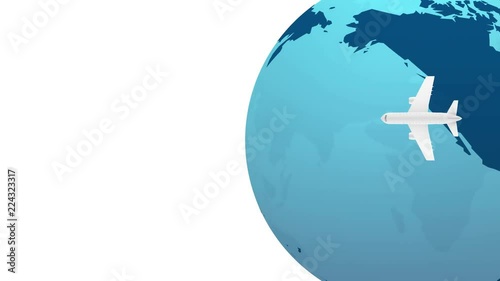 travel by plane abstract motion background blue earth globe animation
