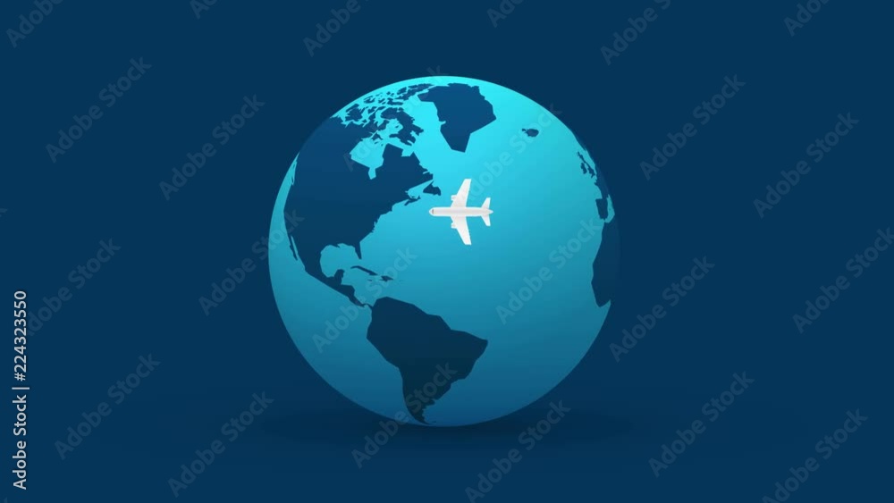 blue planet earth concept travel by plane abstract animation blue planet earth concept travel by plane abstract animation