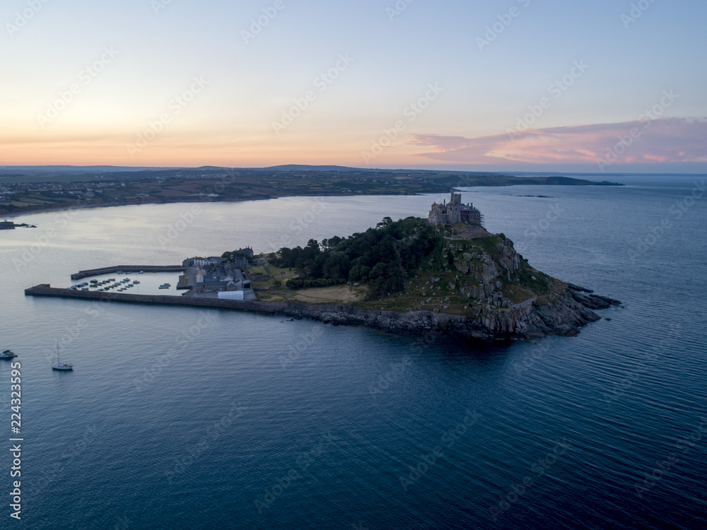 St Michaels Mount Cornwall with the sun rising