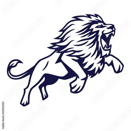 Angry Lion Jump Vector Logo Mascot Design Illustration
