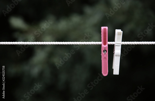 Clothespin on a cord line
