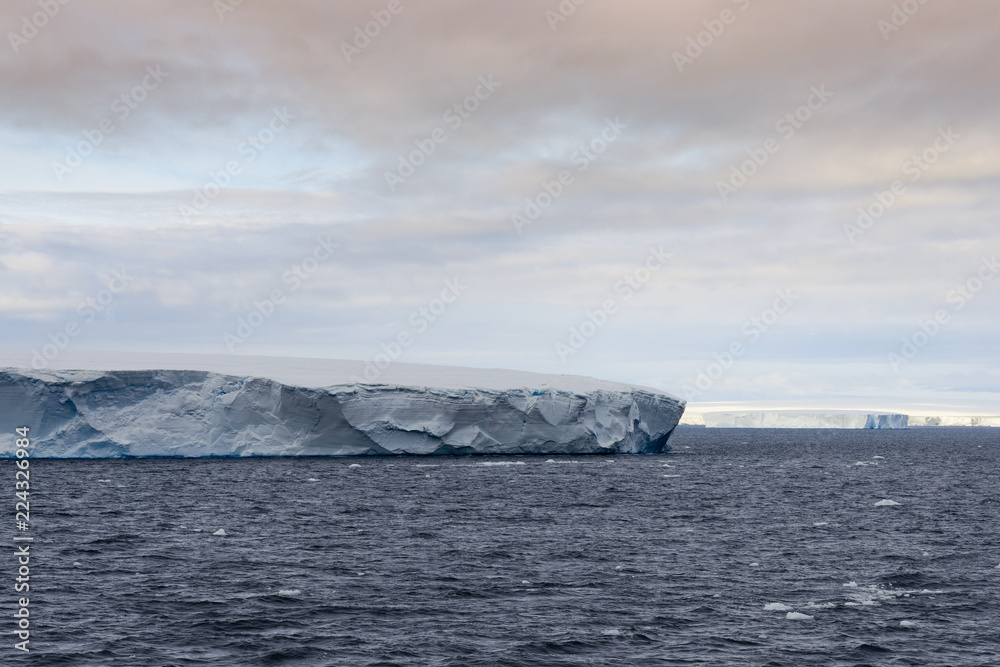 Huge Tabular Icebergs floating in Bransfield Strait near the northern tip of the Antarctic Peninsula, Antarctica