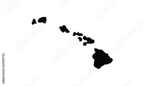 Hawaii outline map black USA state borders black vector illustration