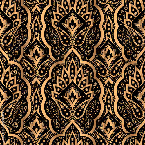 Luxury background vector. Paisley royal pattern seamless. Indian design for y...