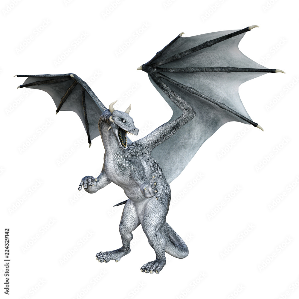 Fototapeta premium 3D Rendering Fairy Tale Dragon na białym tle