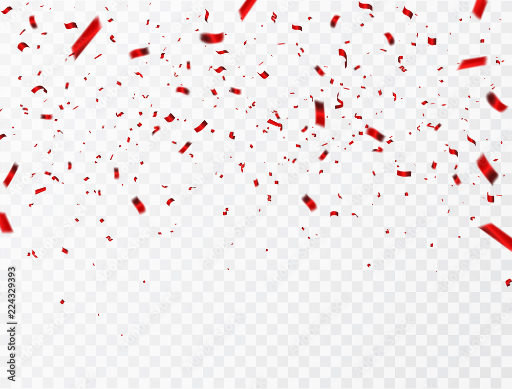 Celebration background template with confetti and red ribbons. luxury greeting rich card.