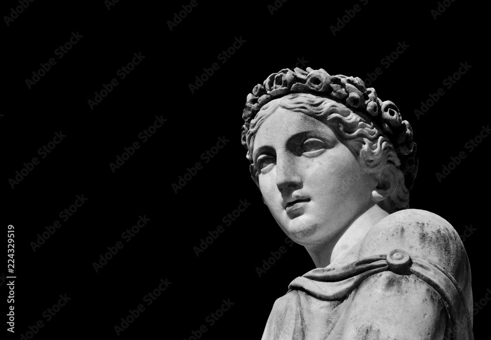 Ancient Roman or Greek goddess marble statue (Black and White with copy