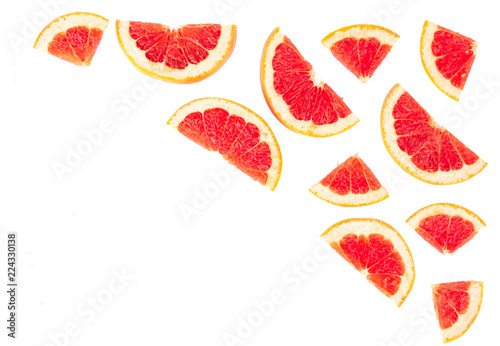 Top view grapefruit slice isolated on white background