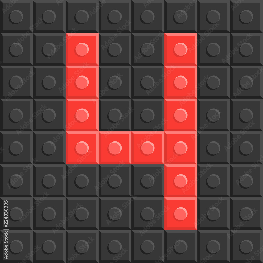 Puzzle building Blocks number four, flat design Puzzle building Blocks number four, flat design