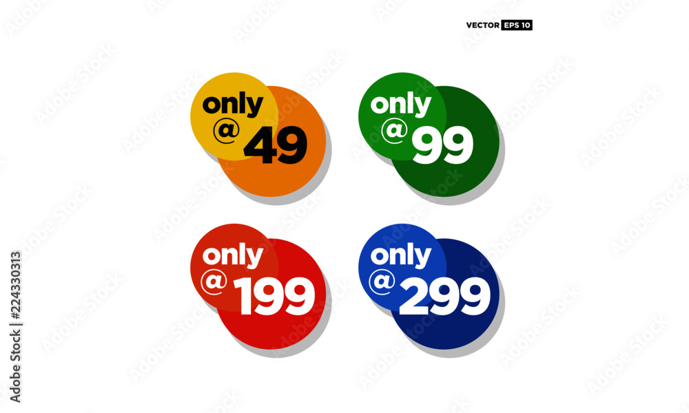 Sale 49 99 199 and 299 Only Offer Badge Sticker Design in Flat Style Sale 49 99 199 and 299 Only Offer Badge Sticker Design in Flat Style