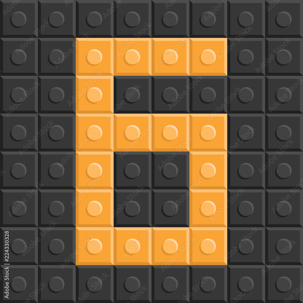 Puzzle building Blocks number six, flat design Puzzle building Blocks number six, flat design