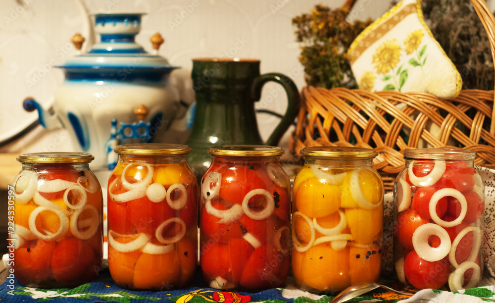 pickled tomatoes pottery in the market