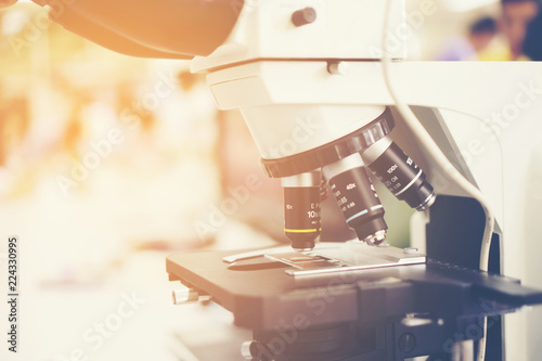 Close-up shot of microscope...