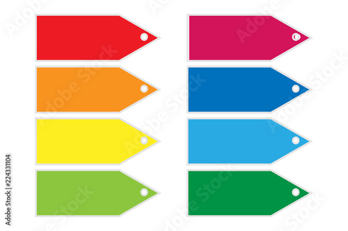Etiqueta vacías de diferentes colores.