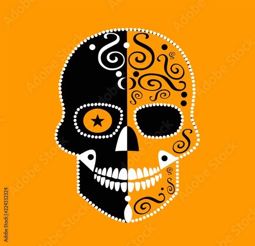 Halloween skull icon orange color 