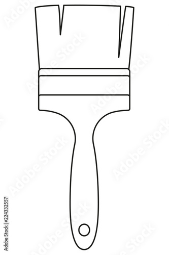 Line art black and white paint brush