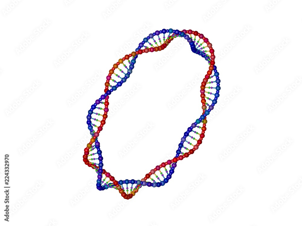 DNA strand in form of circle. 3D rendering illustration. DNA strand in form of circle. 3D rendering illustration.