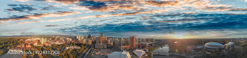 Sunset over Adelaide, South Australia. Beautiful aerial panoramic view photo