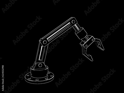 Robotic arm. Isolated on bl...
