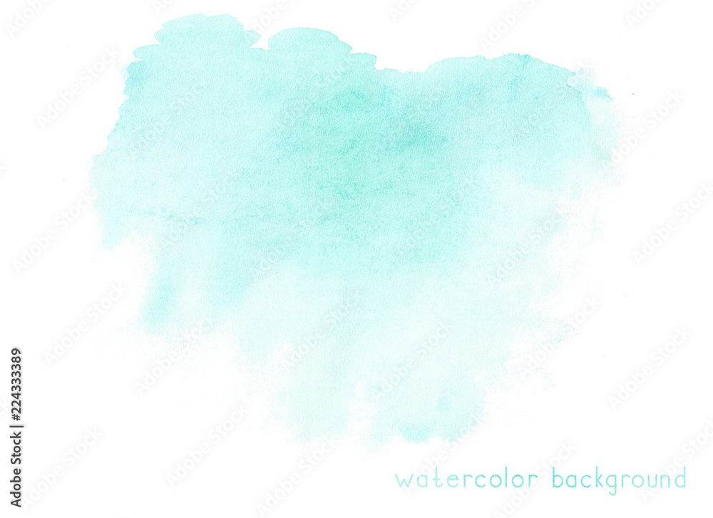 Abstract soft watercolor on white background. Green color.