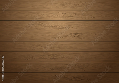 Realistic brown wood plank pattern with dim light background texture vector illustration.