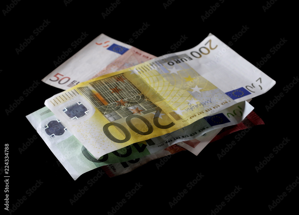 Various euro bills, banknotes isolated on white background Various euro bills, banknotes isolated on white background