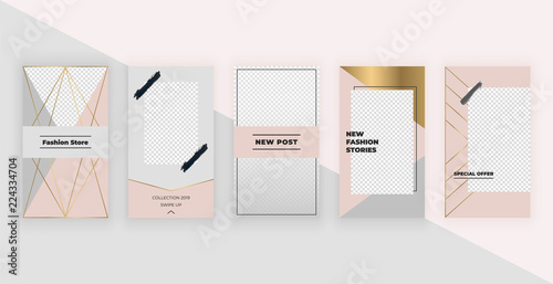 Fashion templates for Instagram Stories. Modern cover design for social media, flyers, card.
