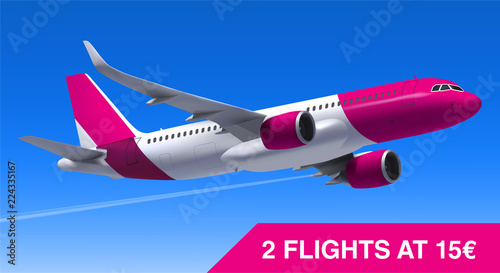 Realistic Vector Banner for Cheap Flights Business Promotion - Template Mockup Easy to Edit