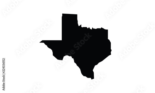 Texas outline map black USA state borders black vector illustration