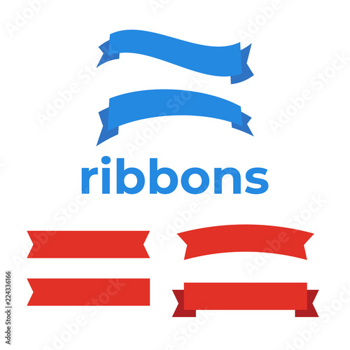 Flat vector ribbons banners flat. Banner ribbon vector set
