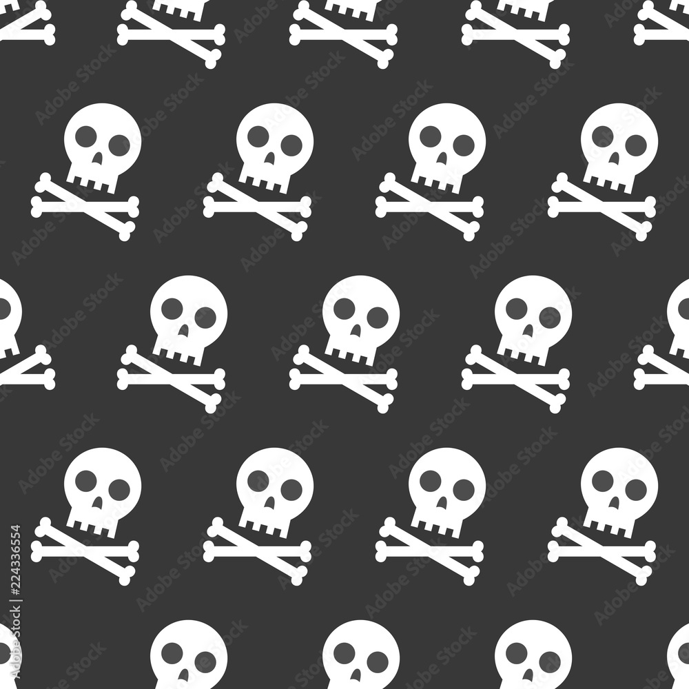 skull and cross bones, Halloween seamless pattern, flat design with clipping mask