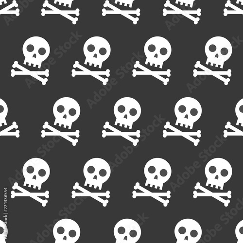 skull and cross bones, Halloween seamless pattern, flat design with clipping mask