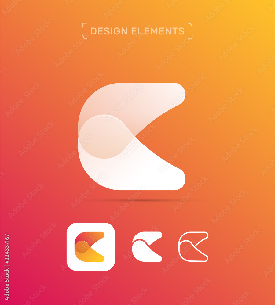 C letter logo design template. Origami paper material design, flat and line art style. App icon C letter logo design template. Origami paper material design, flat and line art style. App icon