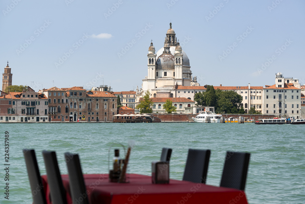 Fototapeta premium View on Venetian old town from a restaurant