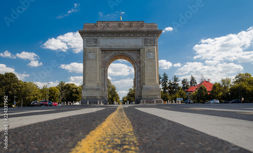 Bucharest, Romania, August 2018: Arcul de Triumf after beeing reconditioned photo