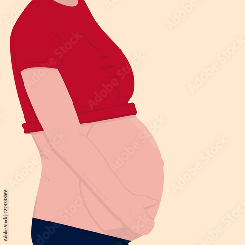 Pregnant woman. Motherhood.  Expectant mother. Flat design. Vector illustration
