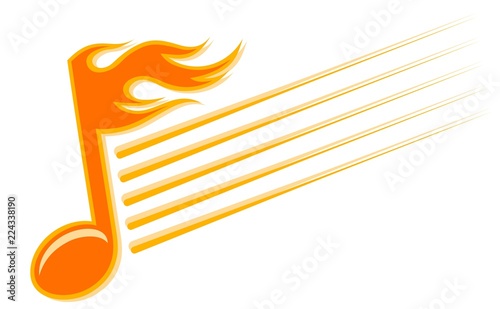 Music note with fire.